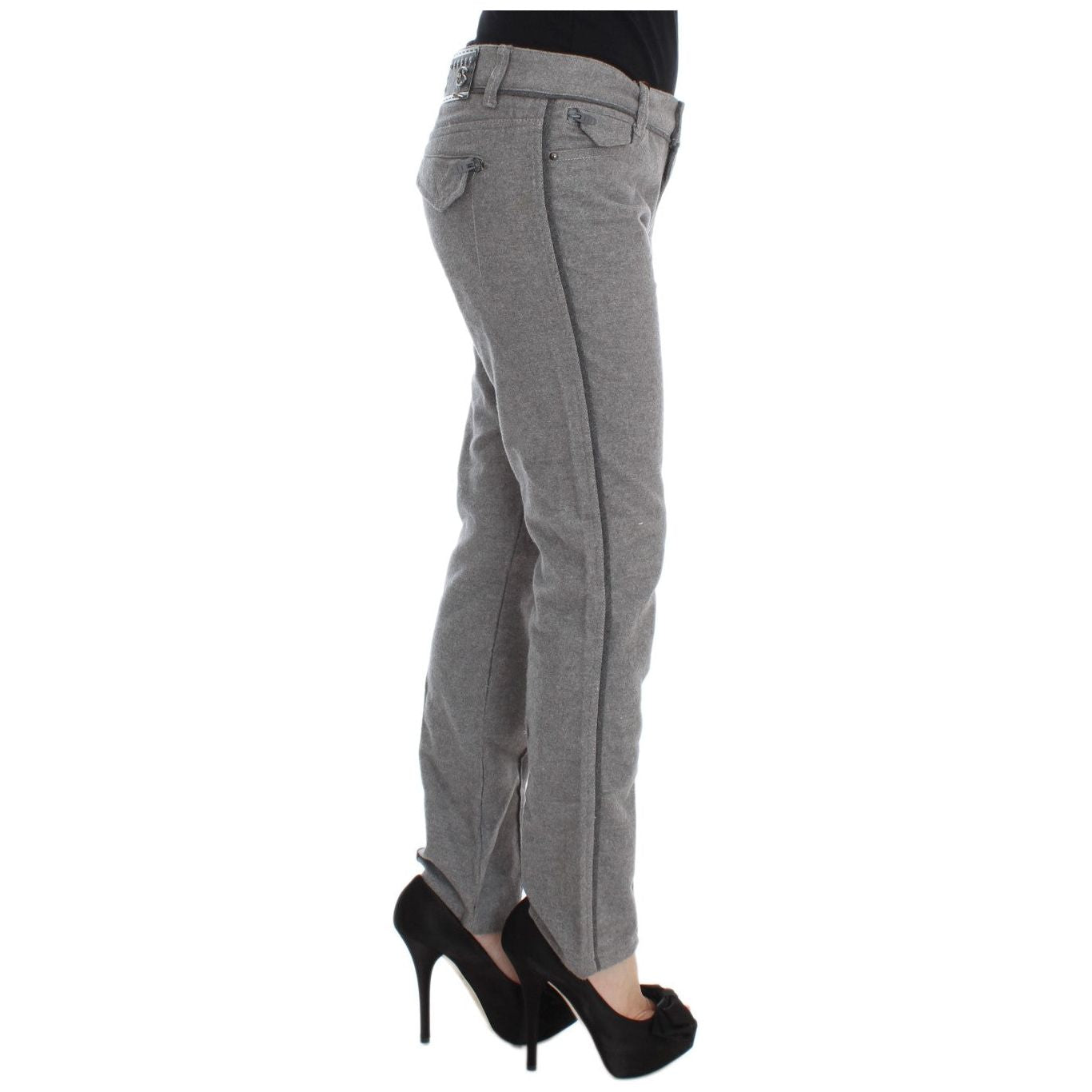 Chic Gray Casual Cotton Pants