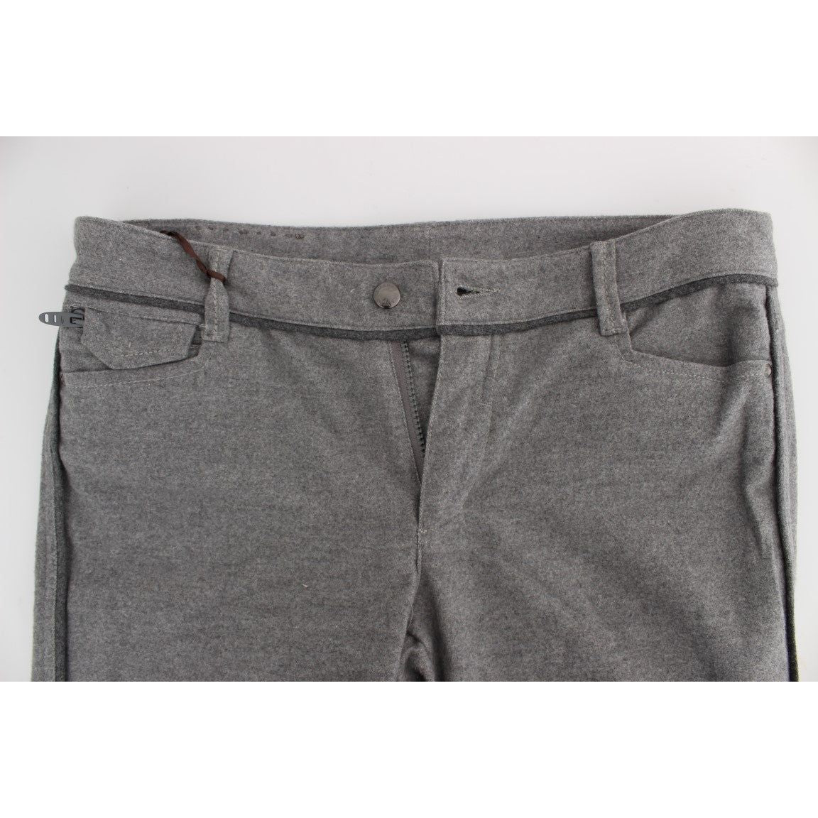 Ermanno Scervino Gray Cotton Straight Fit Casual Pants