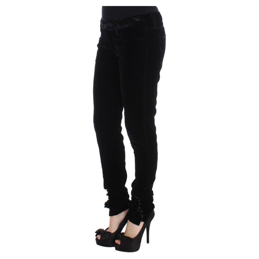 Ermanno Scervino | Elegant Black Slim Fit Trousers| McRichard Designer Brands   