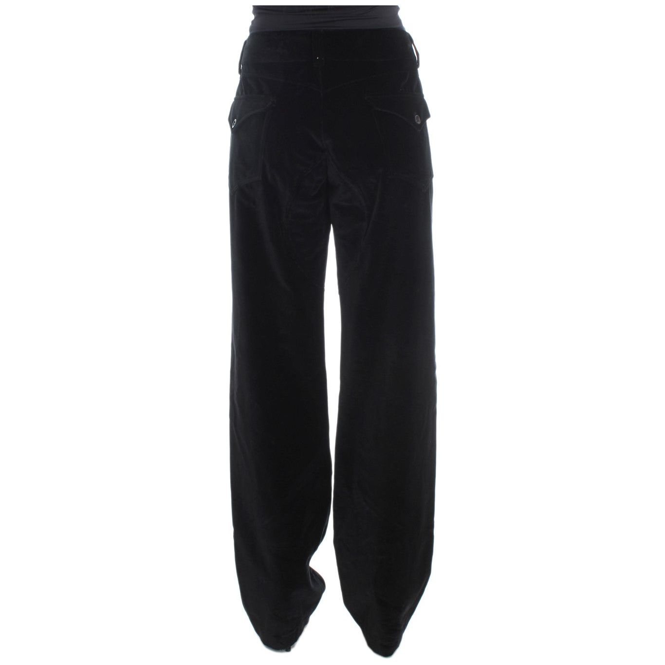 Ermanno Scervino Chic Black Straight Fit Cotton Jeans Jeans & Pants black-velvet-cotton-straight-legs-pants