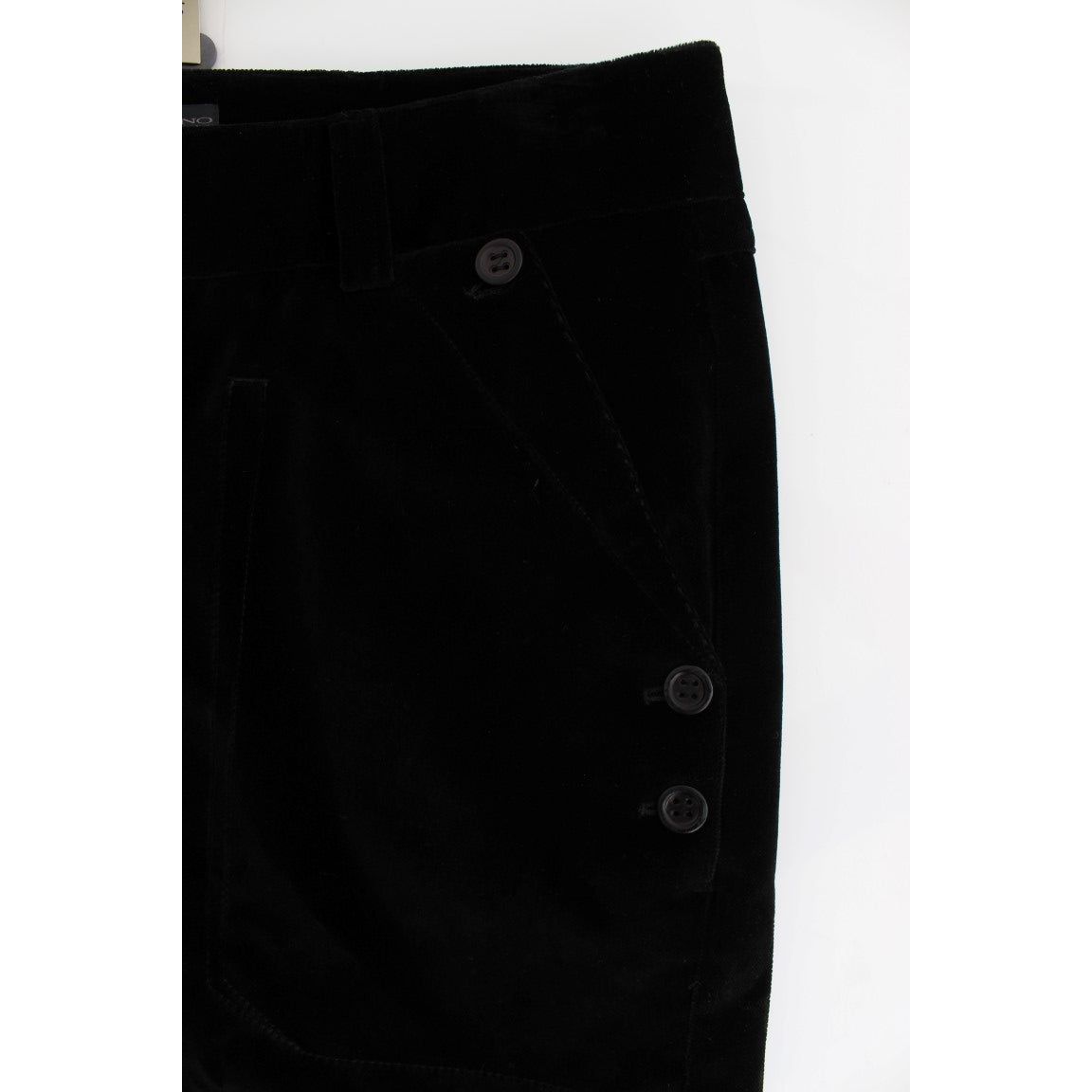 Ermanno Scervino Chic Black Straight Fit Cotton Jeans Jeans & Pants black-velvet-cotton-straight-legs-pants