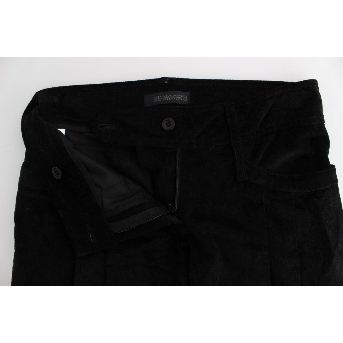 Ermanno Scervino Chic Black Wide Leg Cotton Jeans Jeans & Pants black-velvet-cotton-capri-bootcut-pants