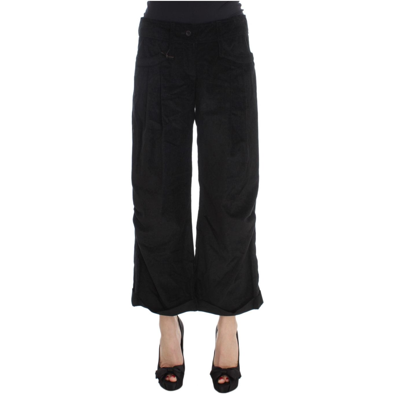 Chic Black Wide Leg Cotton Jeans