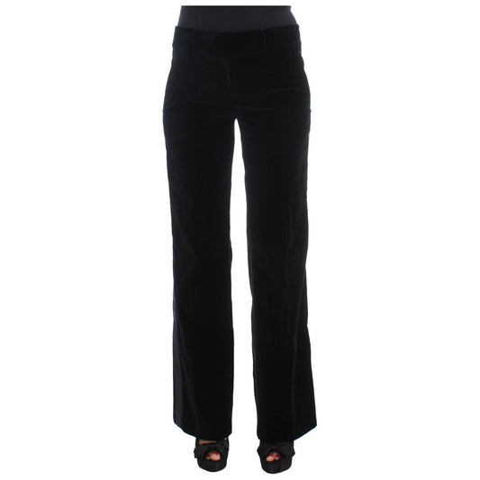 Elegant Black Wide Leg Silk Blend Pants