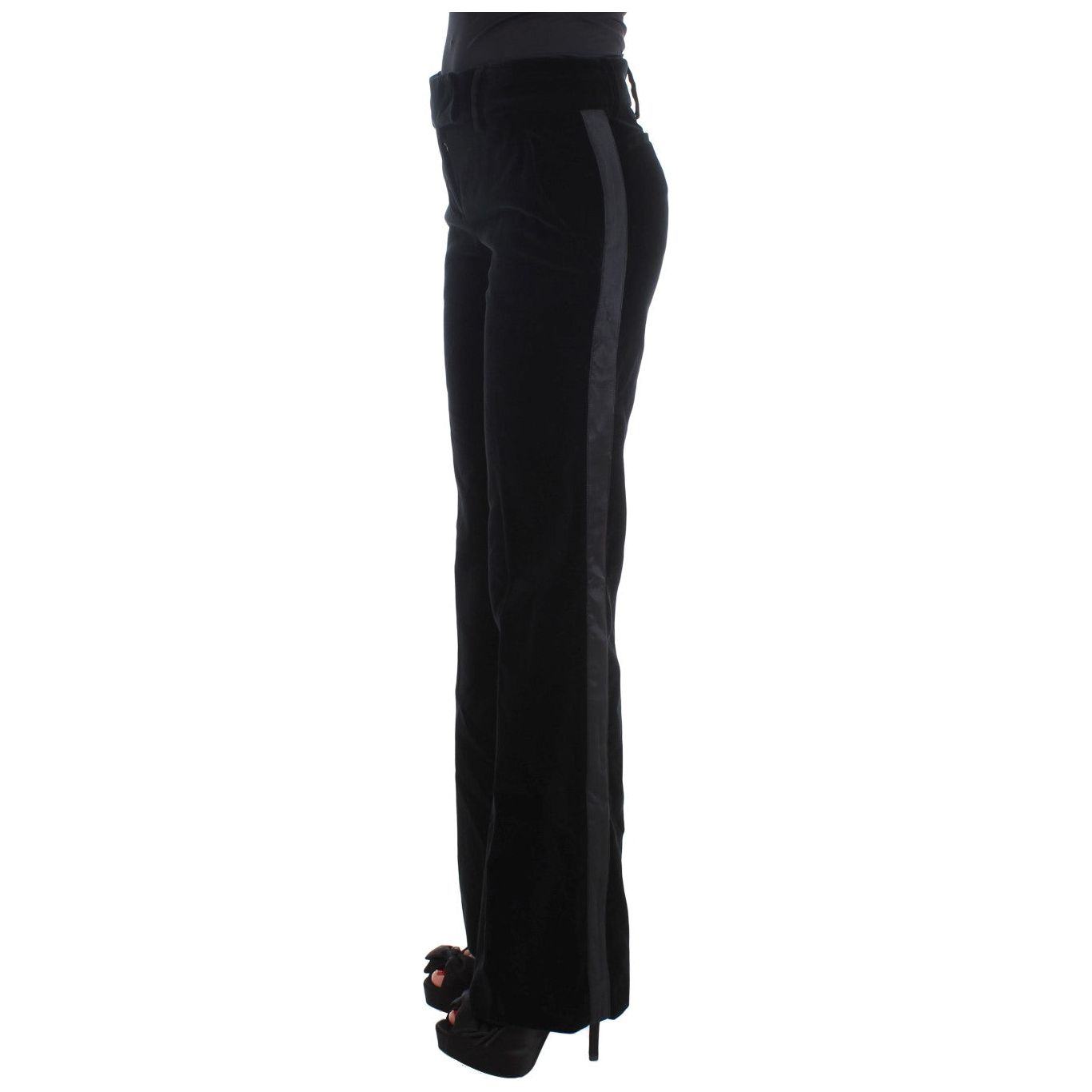 Elegant Black Wide Leg Silk Blend Pants