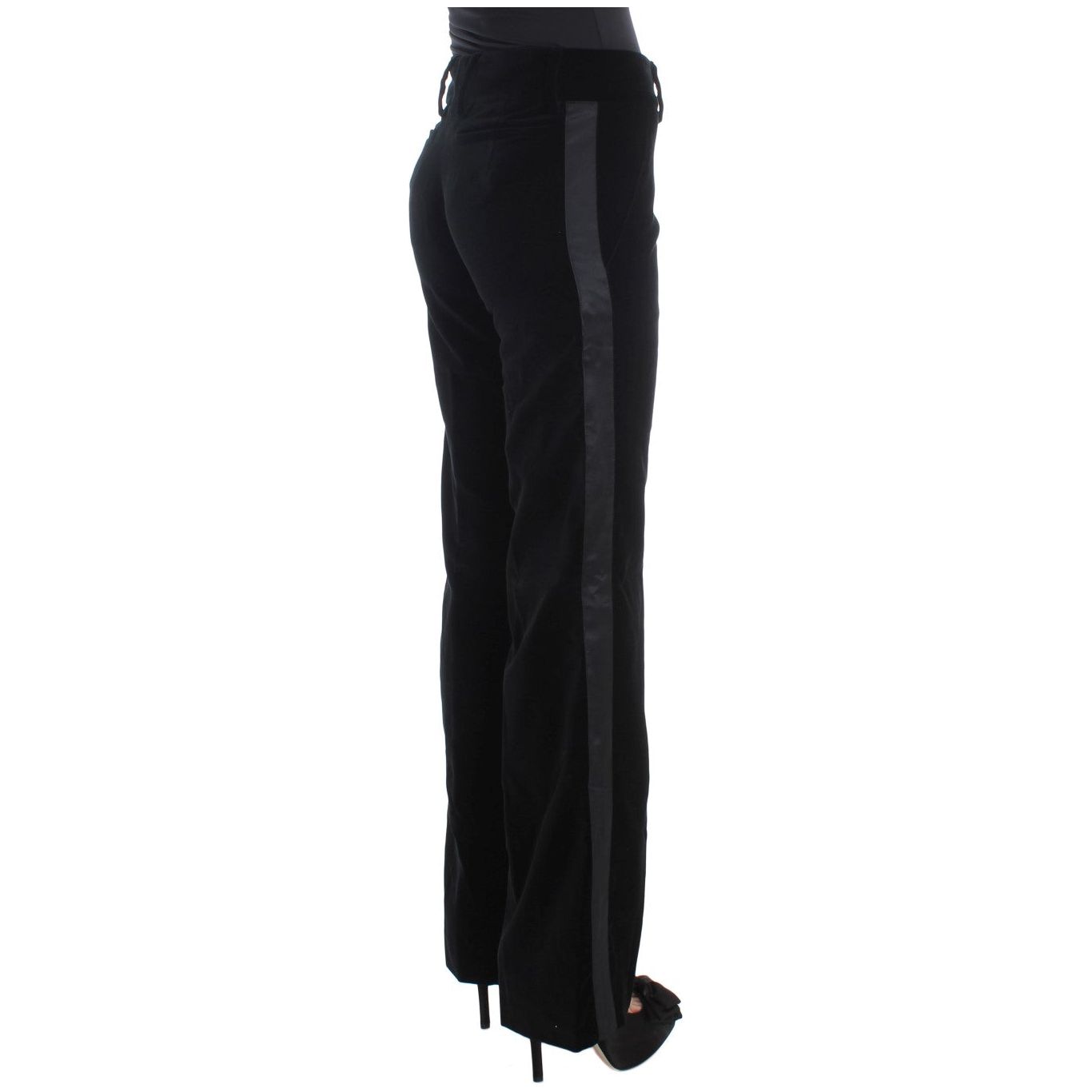 Elegant Black Wide Leg Silk Blend Pants