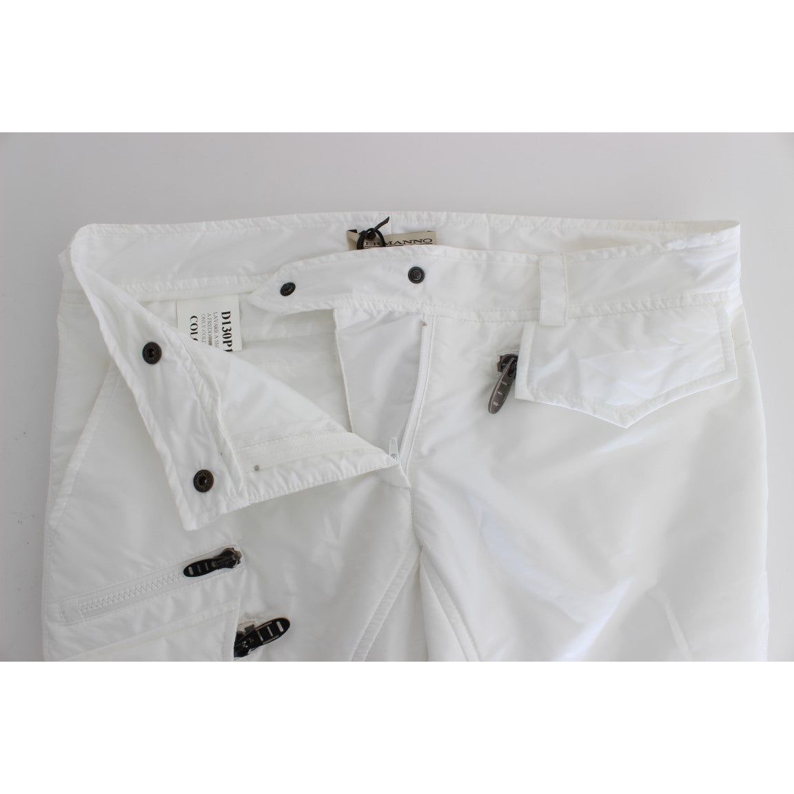 Ermanno Scervino Chic White Nylon Cargo Pants by Italian Designer white-nylon-padded-slim-fit-cargo-pants