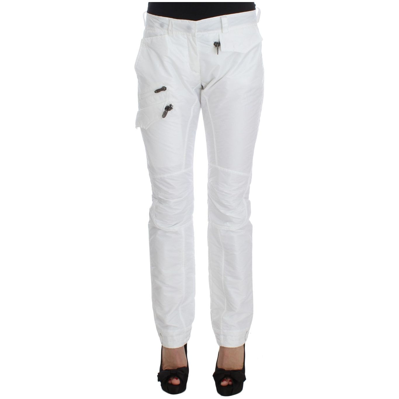 Chic White Nylon Cargo Pants by Italian Designer