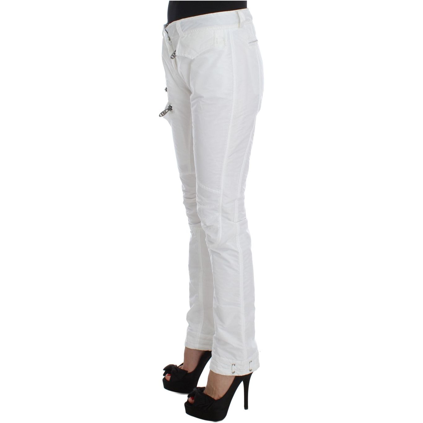 Chic White Nylon Cargo Pants by Italian Designer