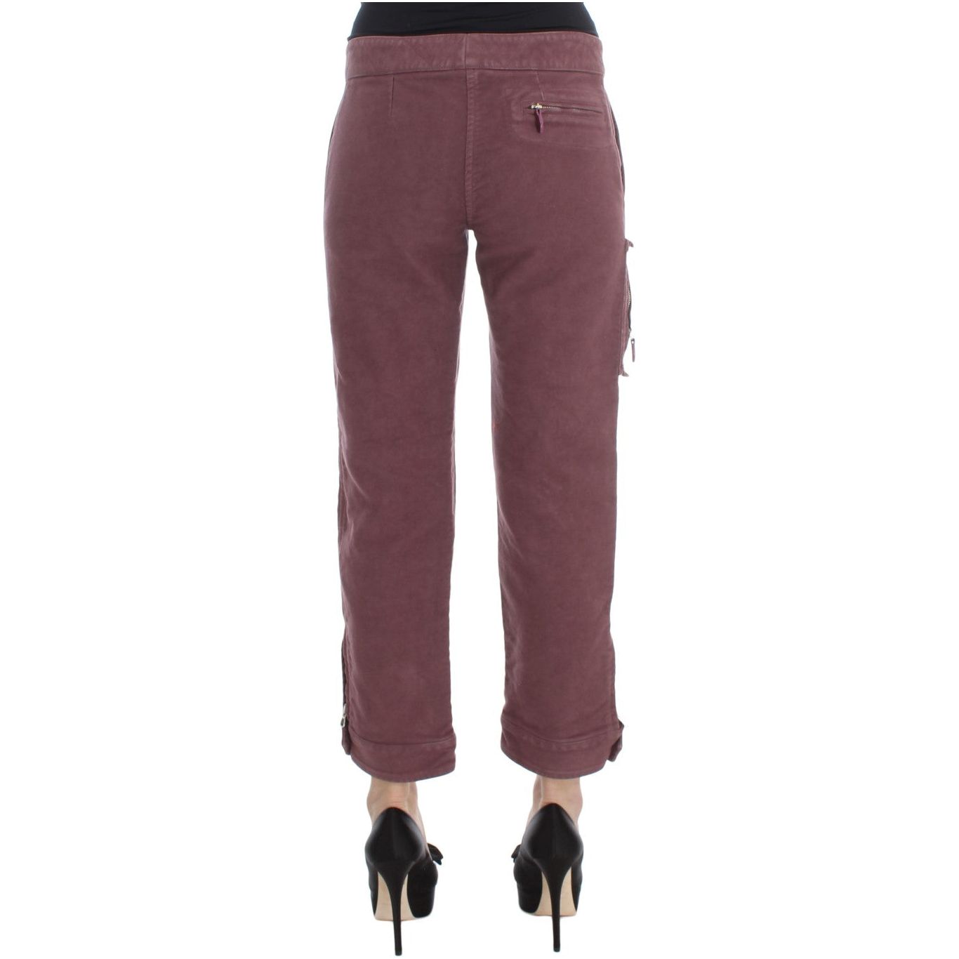 Chic Bordeaux Capri Cropped Cargo Pants