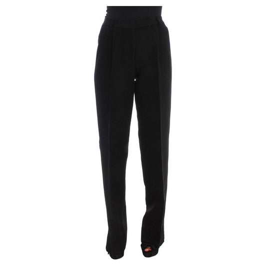 Ermanno Scervino Black Striped Cotton Blend Wide Legs Pants Jeans & Pants