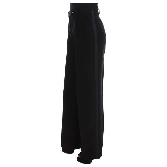 Chic Black Wide Leg Silk Blend Jeans