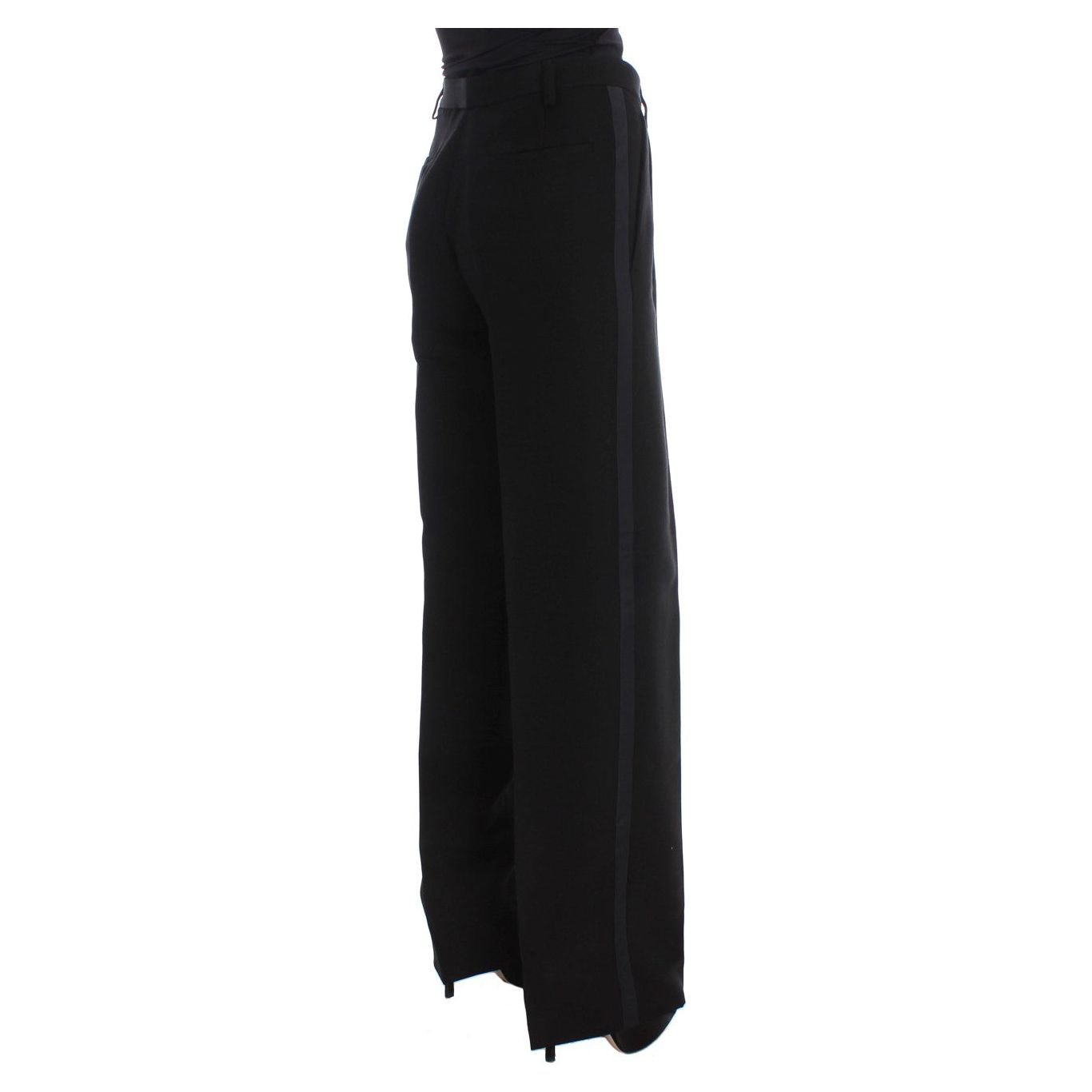 Chic Black Wide Leg Silk Blend Jeans