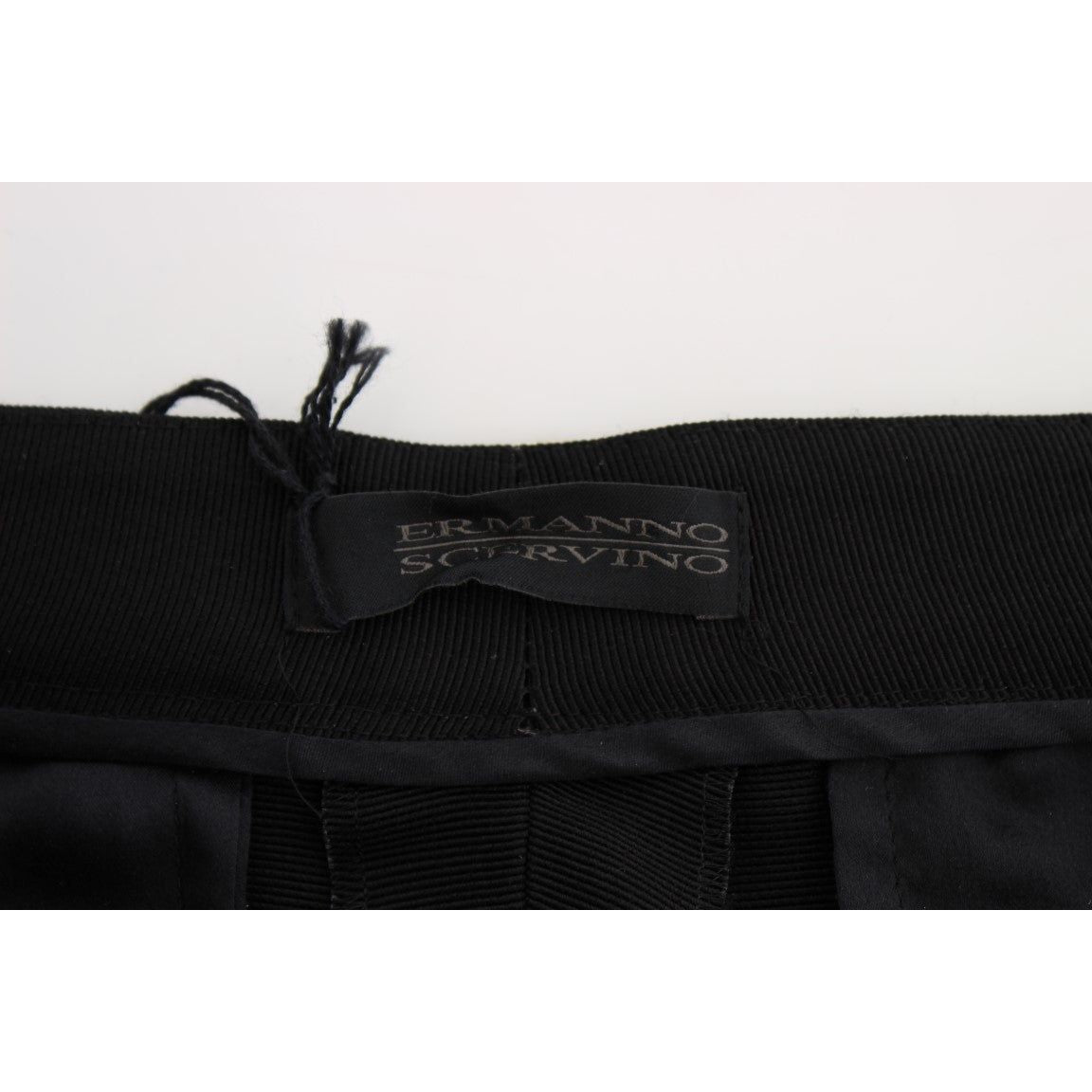 Ermanno Scervino Black Striped Cotton Blend Wide Legs Pants