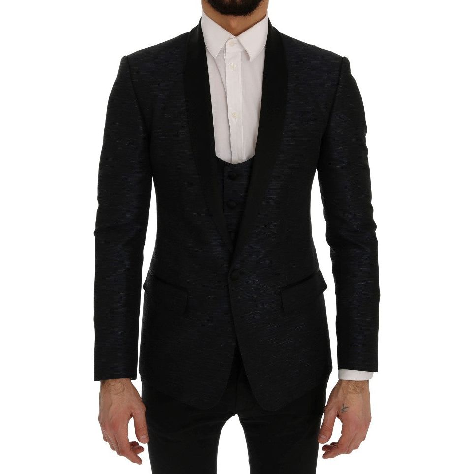 Elegant Blue & Black Slim Fit Suit Ensemble