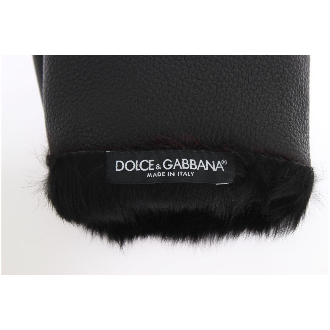 Dolce & Gabbana Elegant Black & Bordeaux Leather Gloves black-leather-bordeaux-shearling-gloves