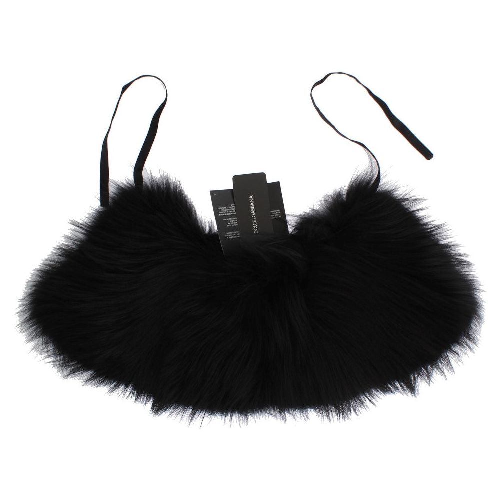 Dolce & Gabbana Black Fox Fur Chic Shoulder Wrap Fur Scarves black-fox-fur-collar-scarf