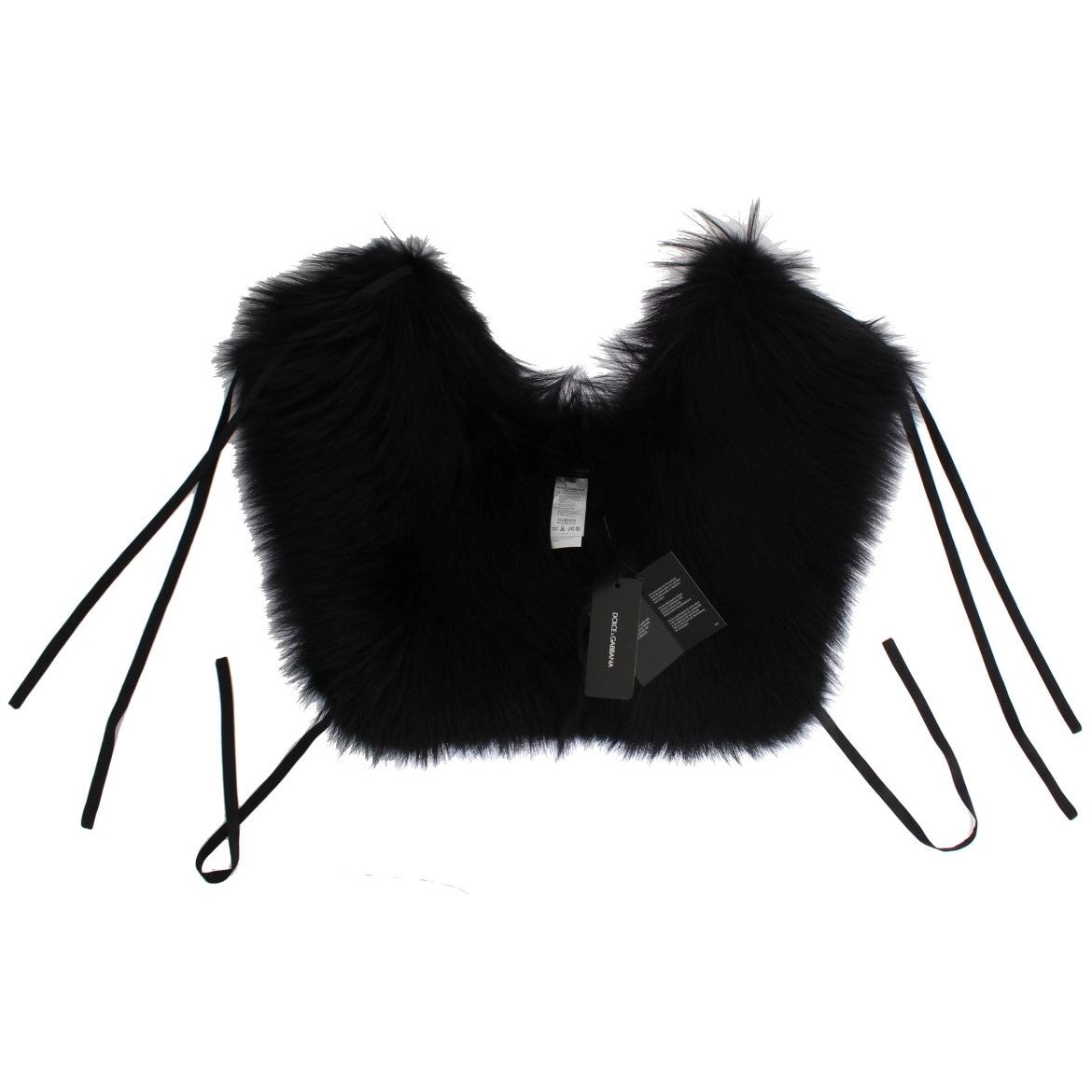 Elegant Black Fox Fur Silk Shoulder Wrap