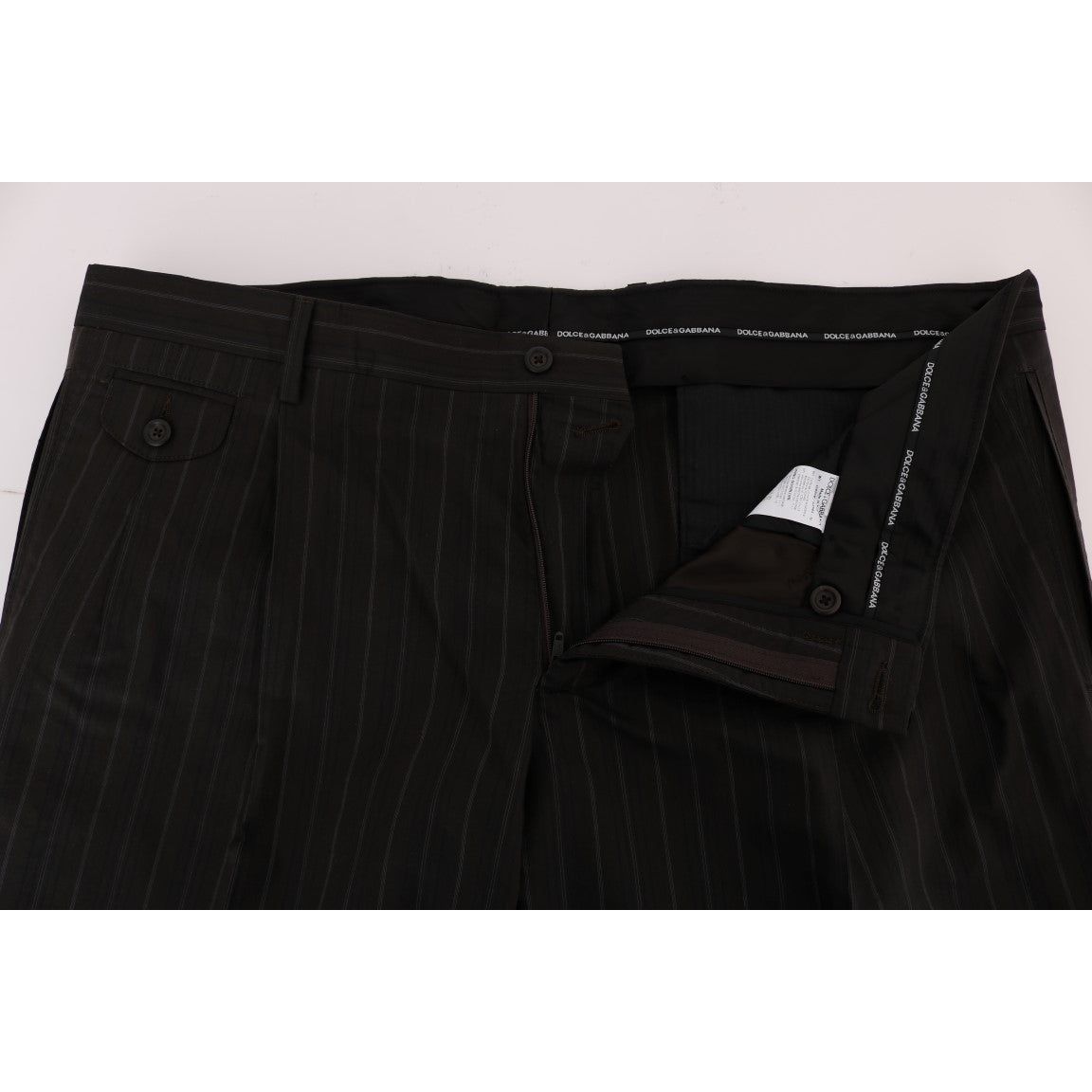 Elegant Brown Striped Dress Trousers