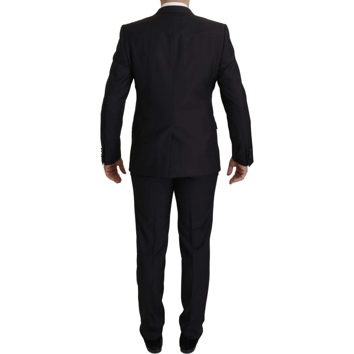 Elegant Black Three-Piece Wool Blend Suit