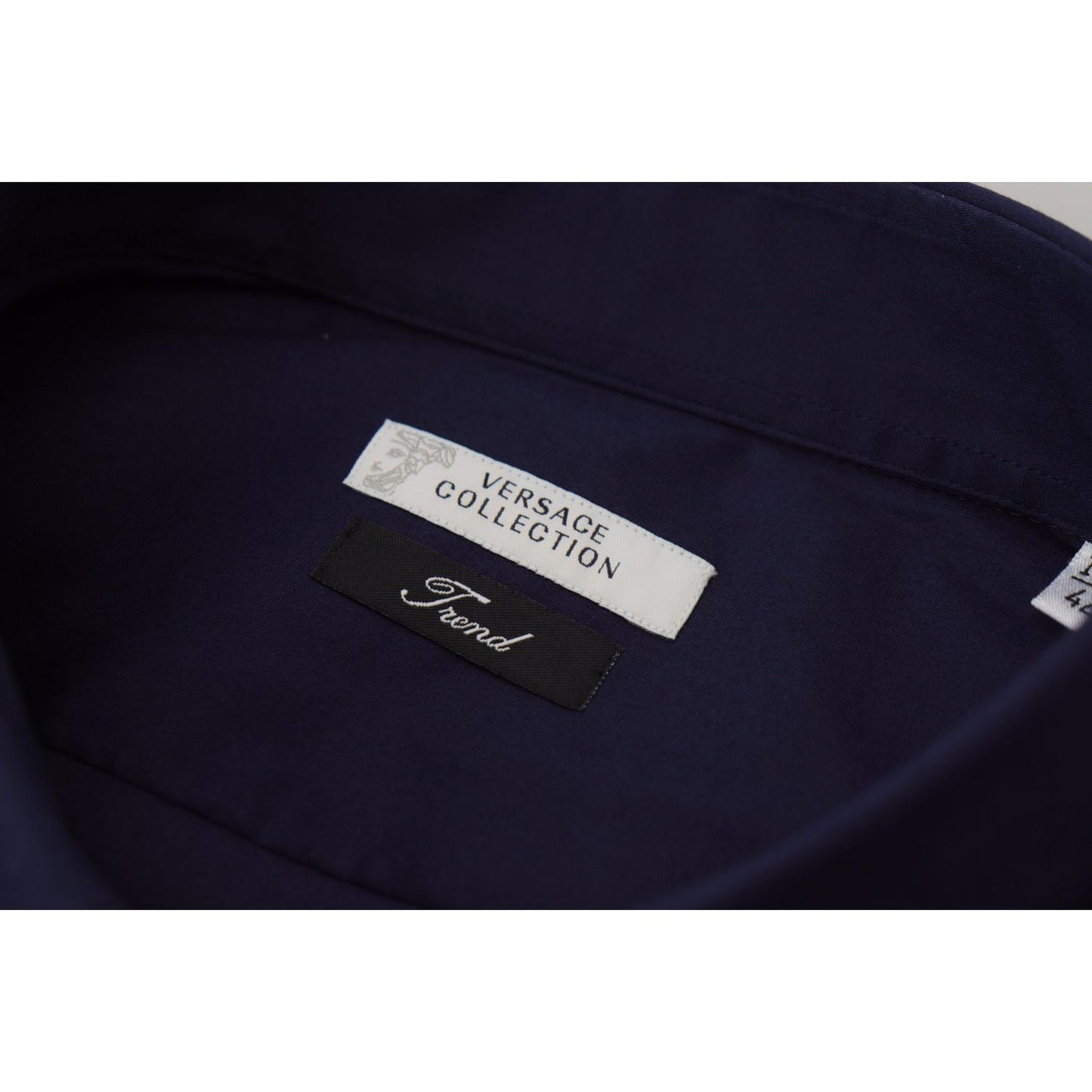 Elegant Dark Blue Cotton Blend Dress Shirt