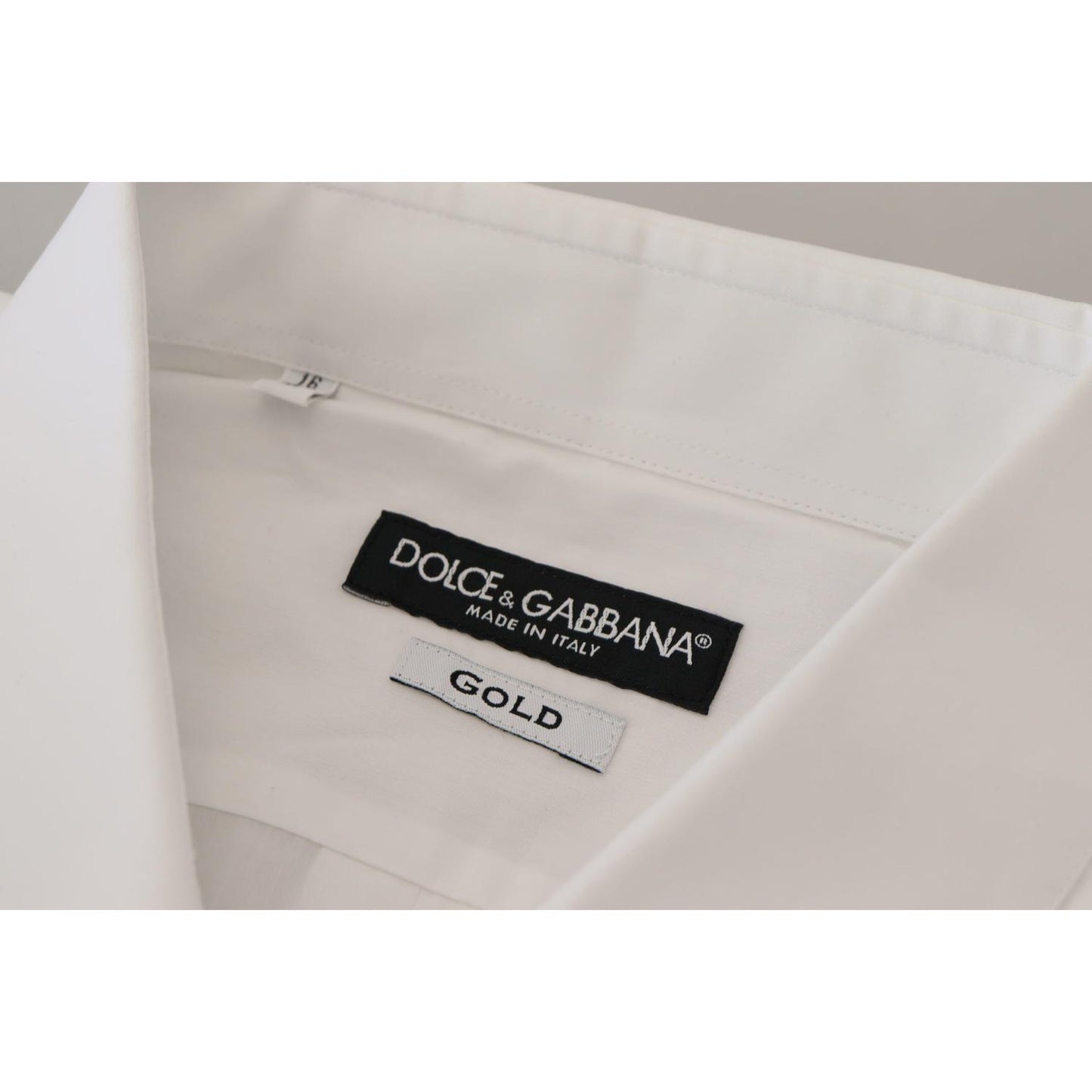 Dolce & Gabbana White Cotton Peacock Feather Formal GOLD Shirt