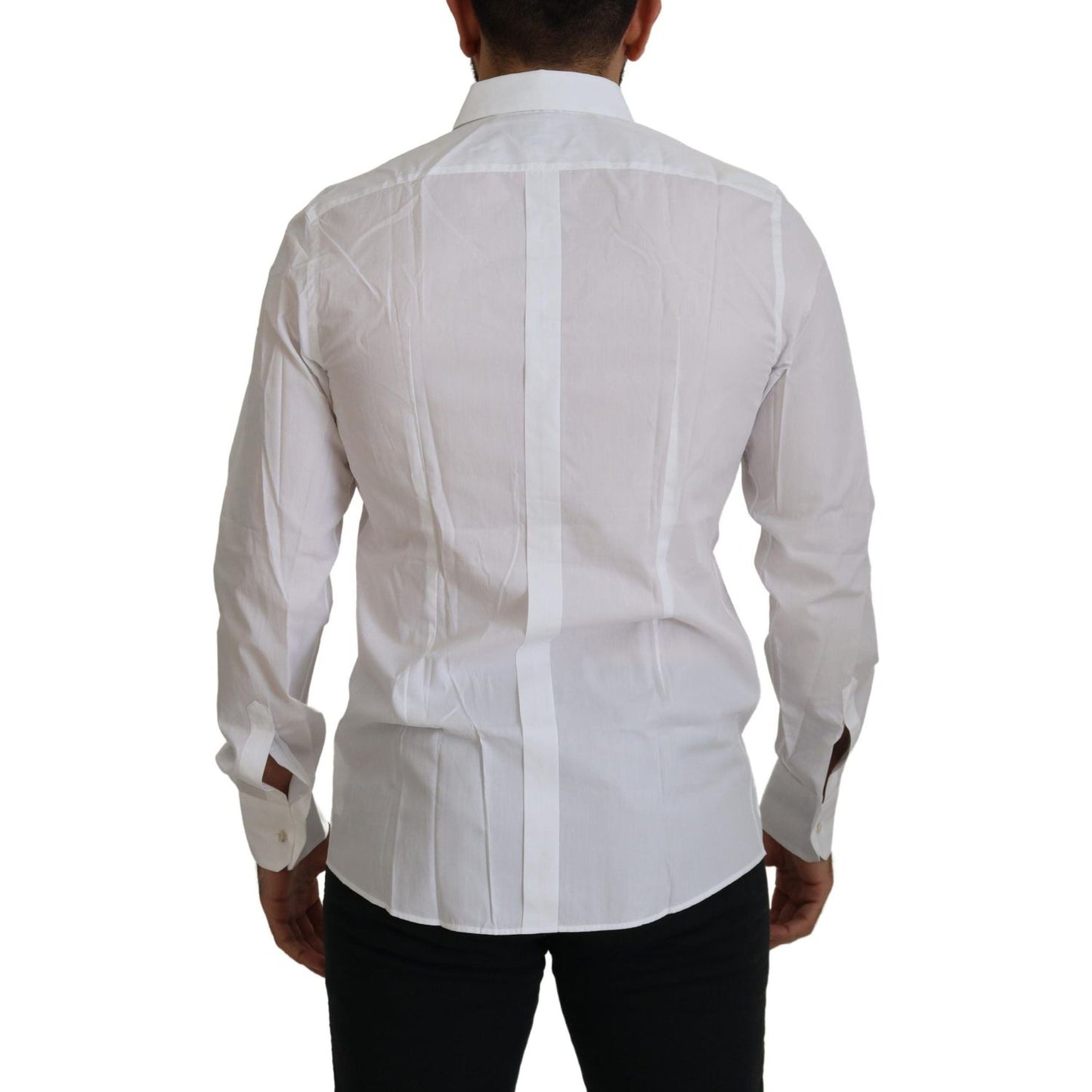 Elegant White Peacock Feather Dress Shirt