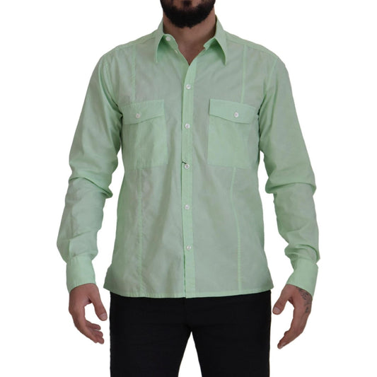 Mint Green Slim Fit Casual Button-Down Shirt