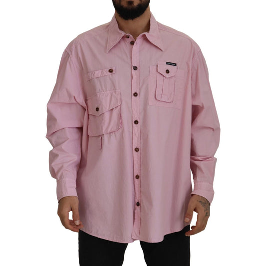 Dolce & Gabbana Pink Casual Button Down Long Sleeves Shirt Dolce & Gabbana