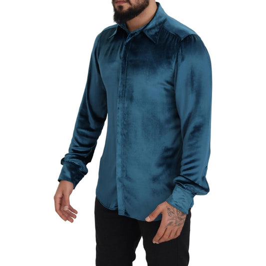 Elegant Blue Martini Slim Fit Casual Shirt