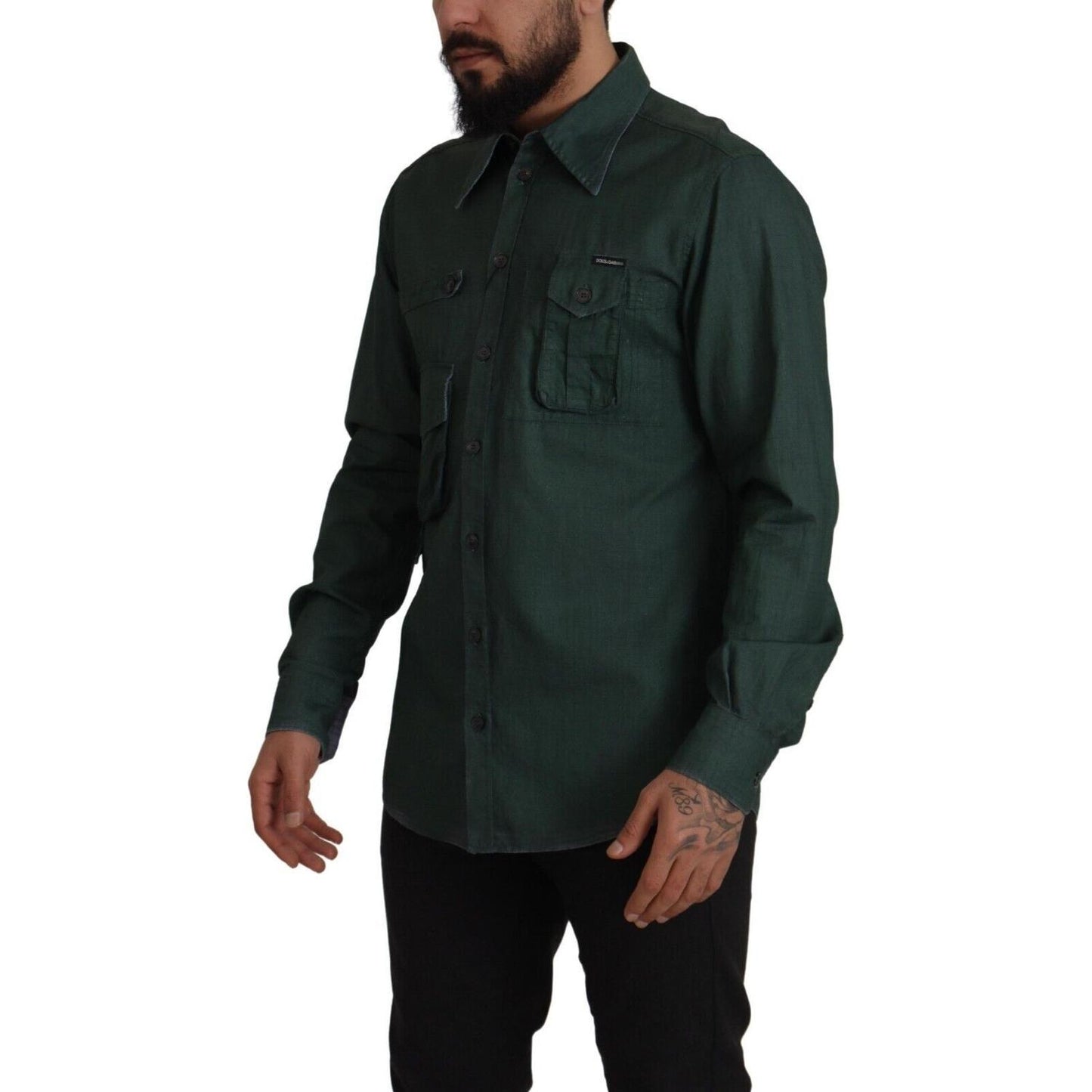 Emerald Elegance Slim Fit Casual Shirt