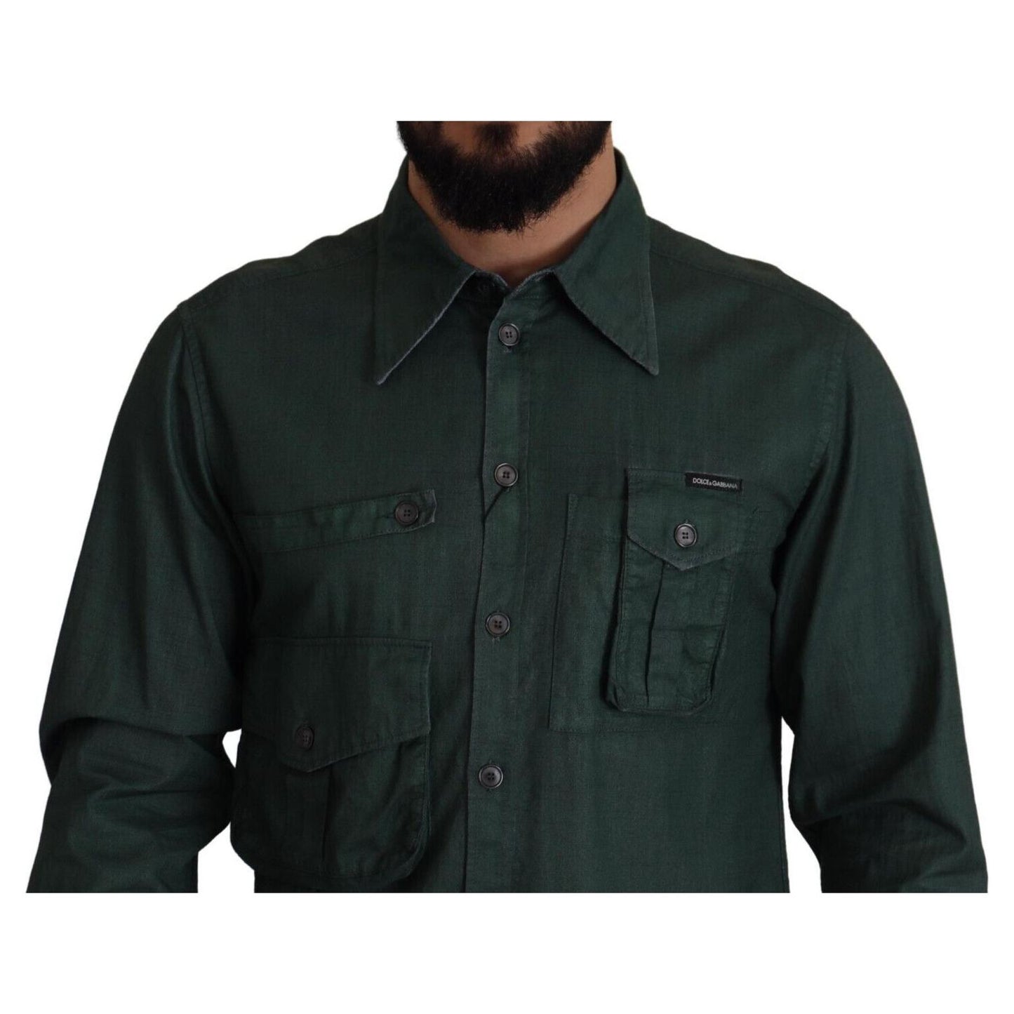 Emerald Elegance Slim Fit Casual Shirt