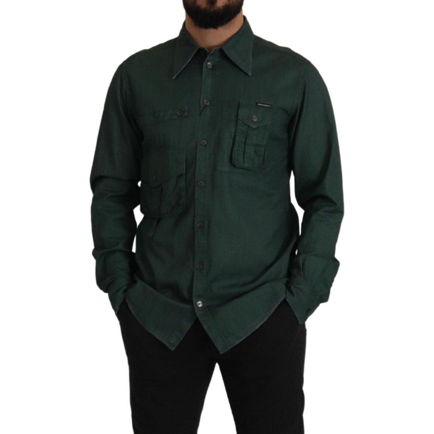 Emerald Elegance Slim Fit Casual Shirt