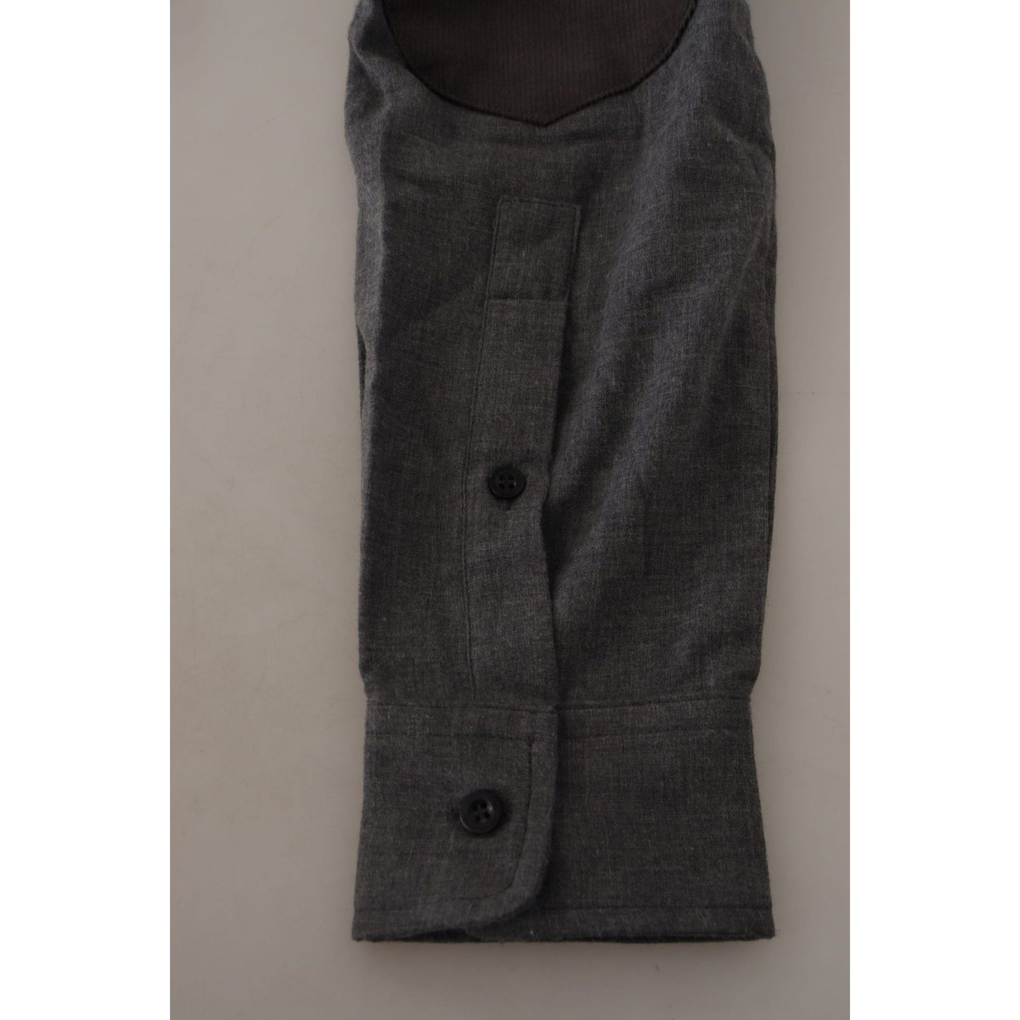 Sleek Gray Cotton Casual Button Front Shirt