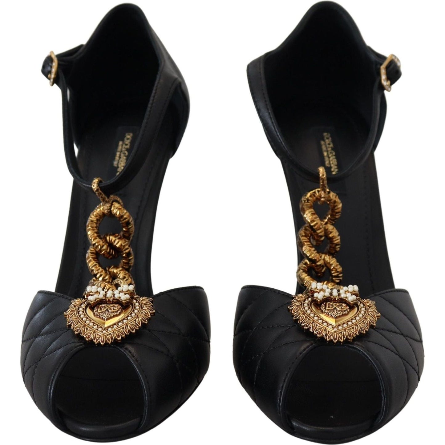 Elegant Gold-Embellished Leather Sandals