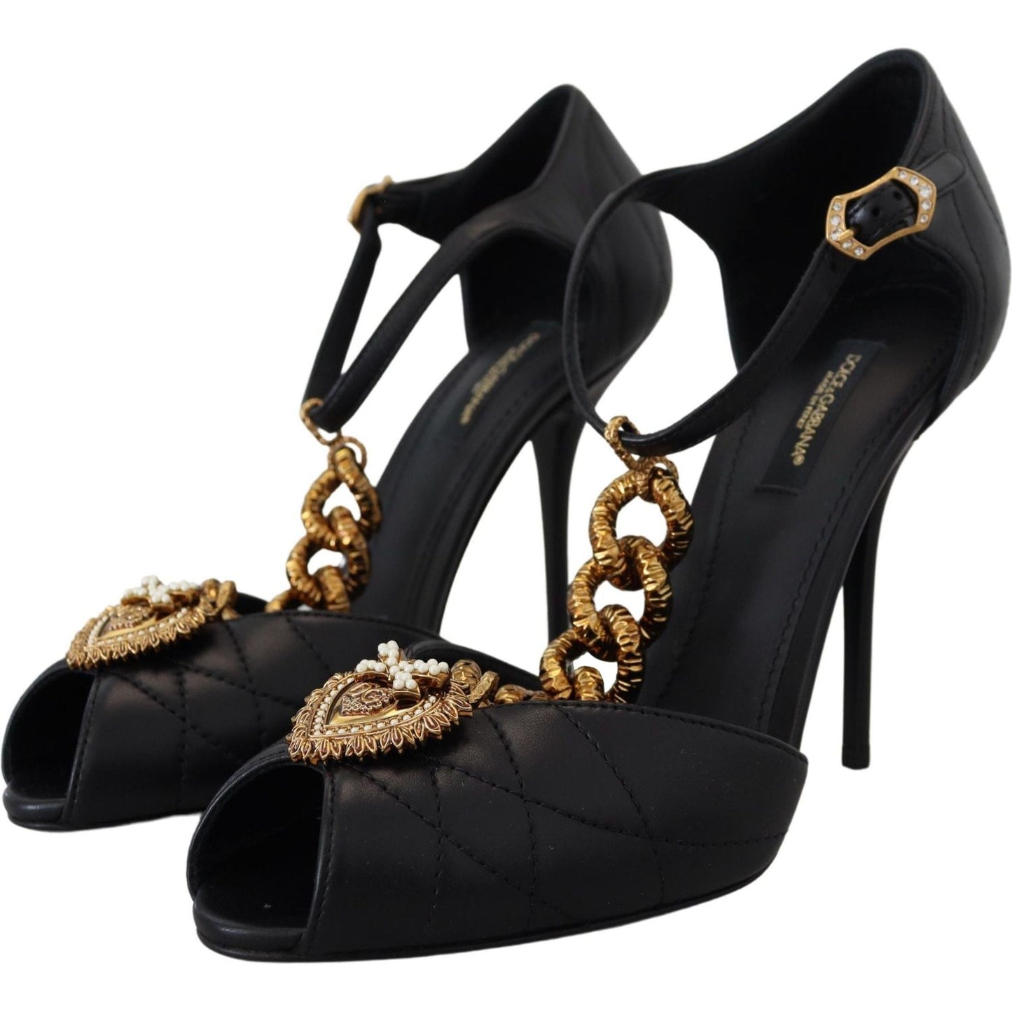 Elegant Gold-Embellished Leather Sandals