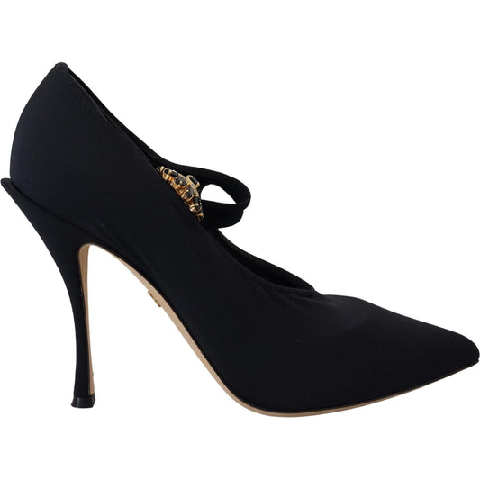 Dolce & Gabbana Chic Black Mary Jane Sock Pumps with Crystals Dolce & Gabbana