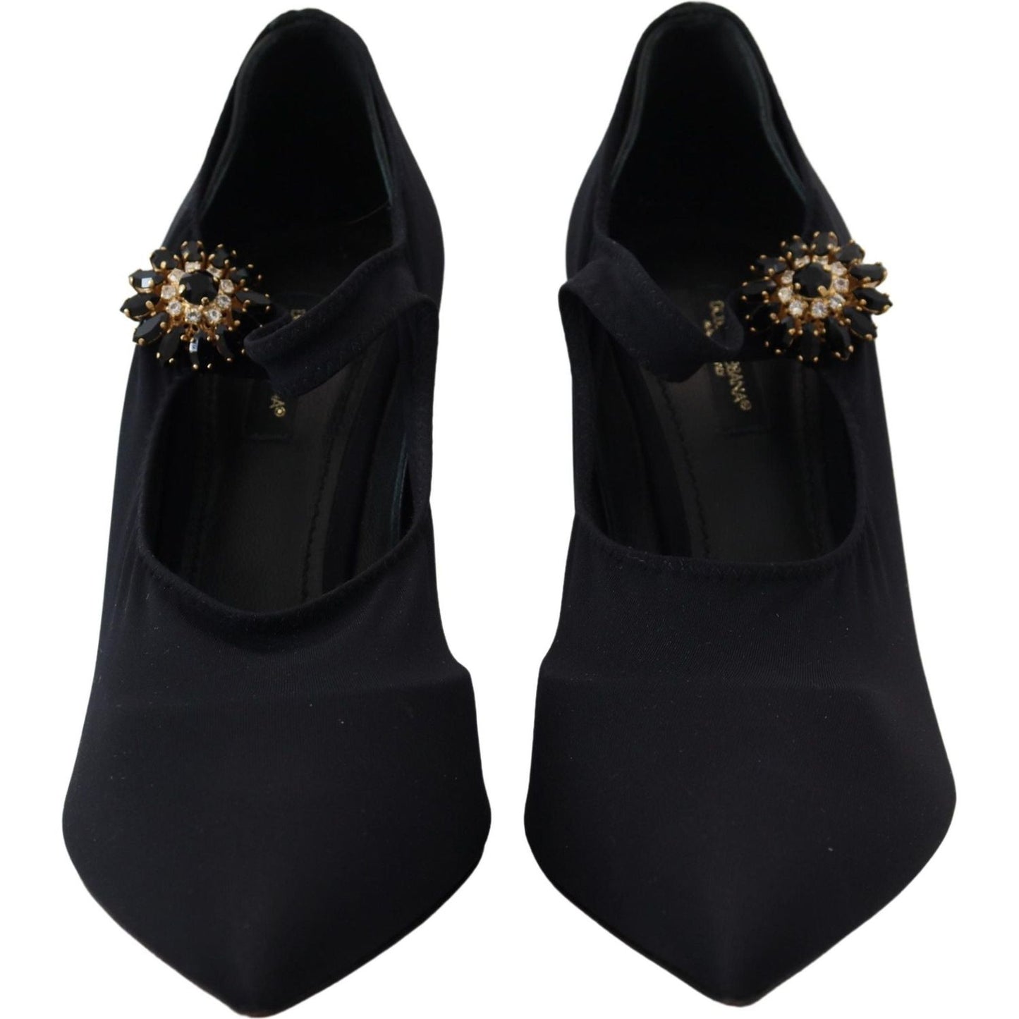 Chic Black Mary Jane Sock Pumps with Crystals