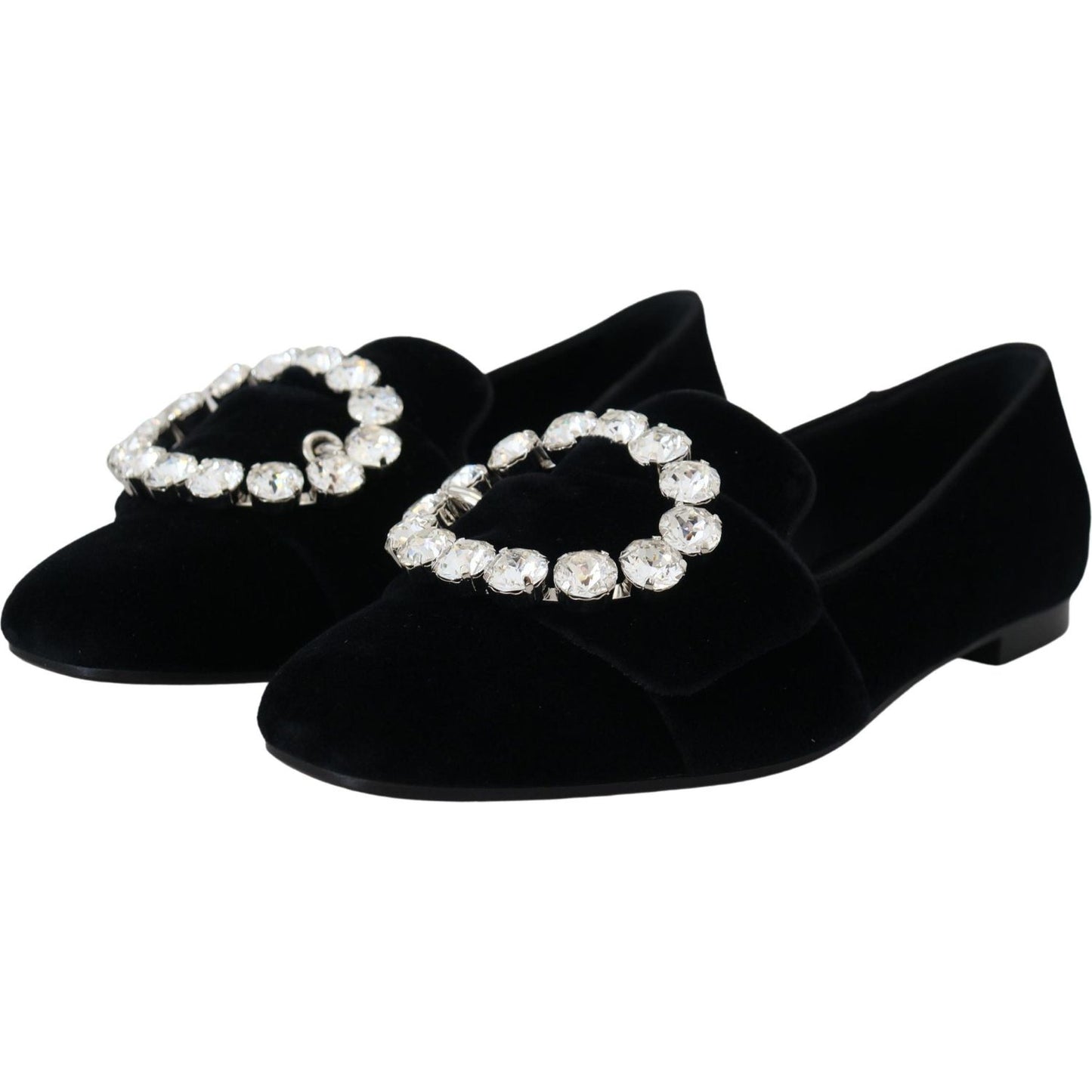 Chic Velvet Crystal-Embellished Loafers