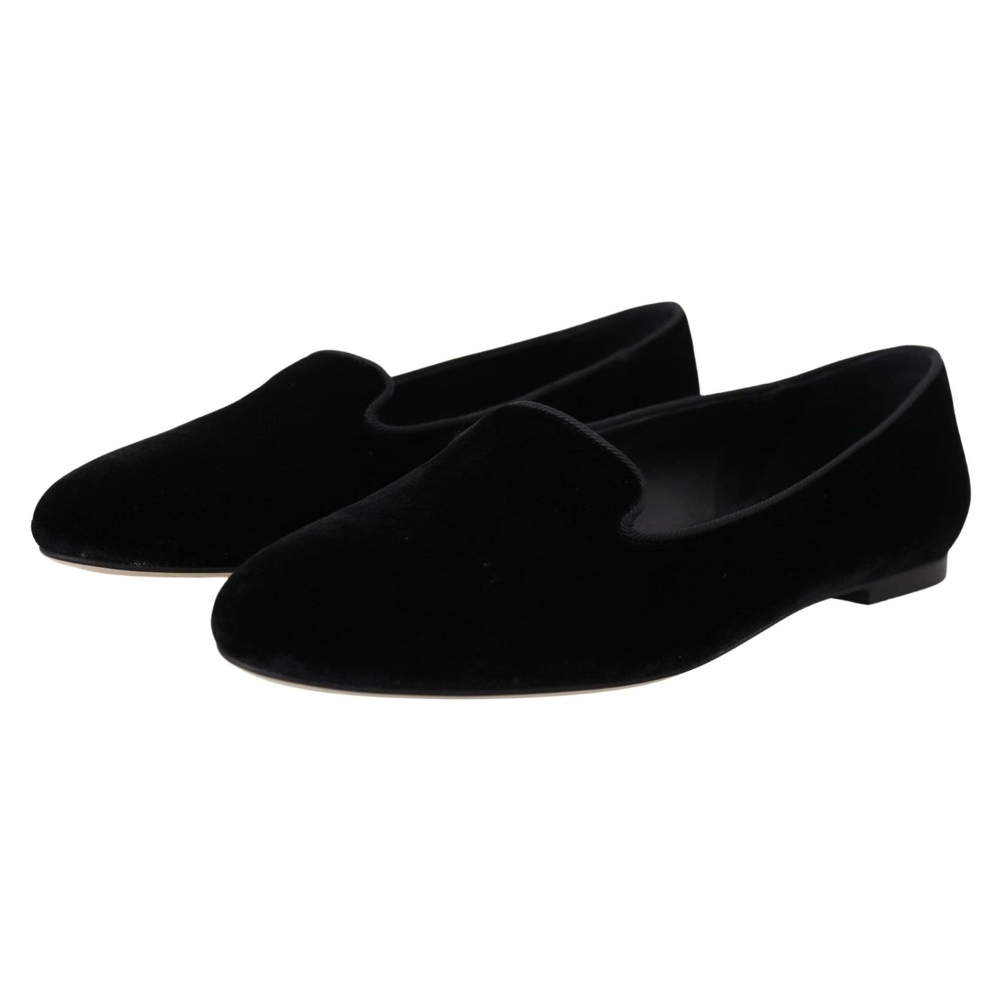 Dolce & Gabbana Black Velvet Slip Ons Loafers Flats Shoes