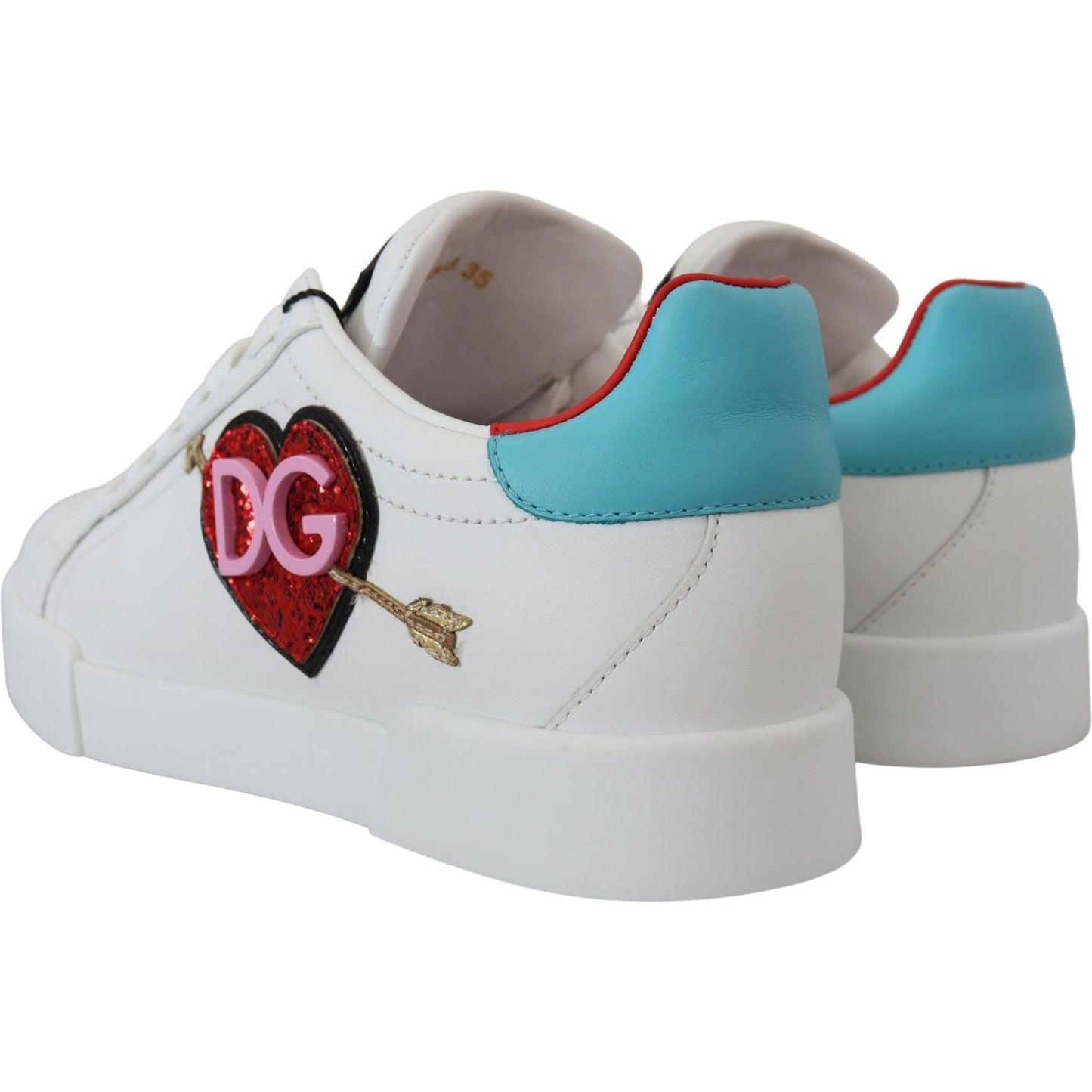 Elegant White Portofino Leather Sneakers