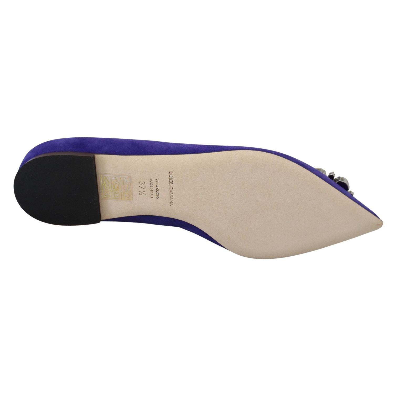 Dolce & Gabbana Purple Suede Crystals Loafers Flats Shoes