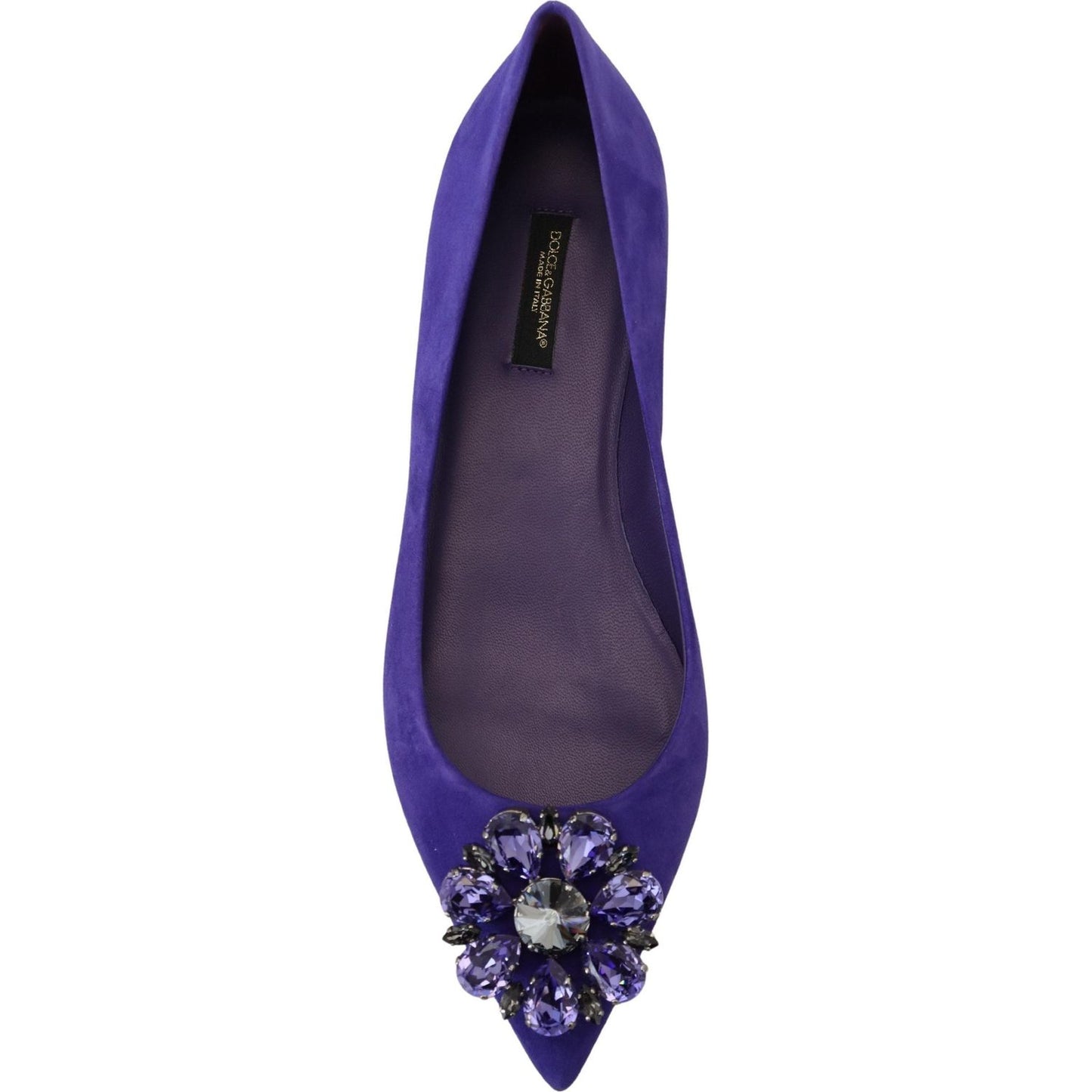 Embellished Crystal Purple Suede Flats