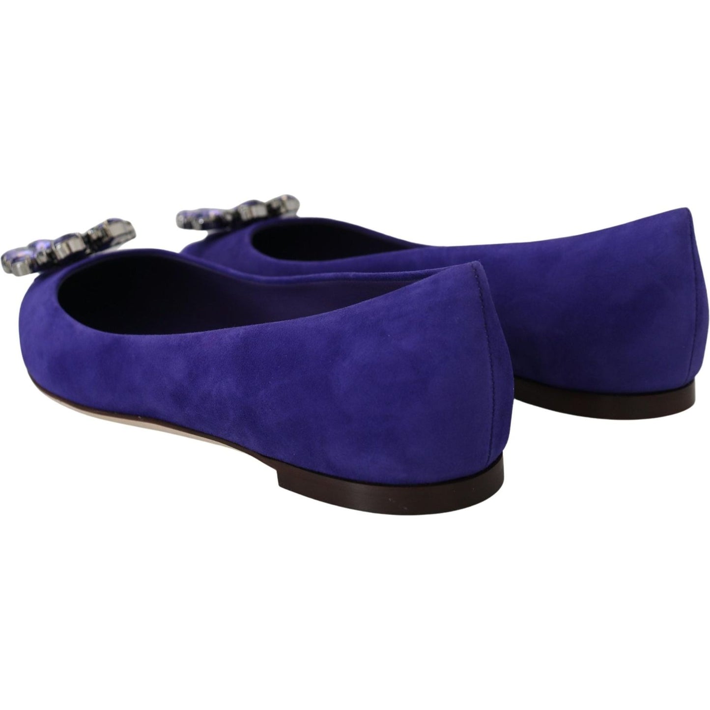 Embellished Crystal Purple Suede Flats