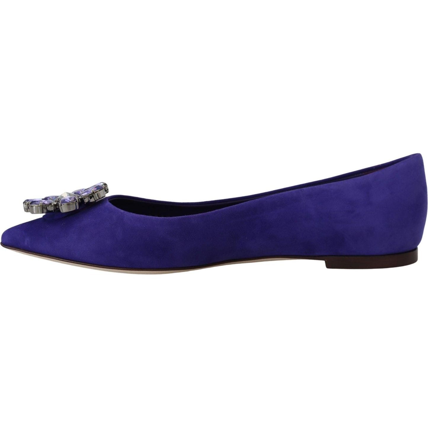 Embellished Crystal Purple Suede Flats