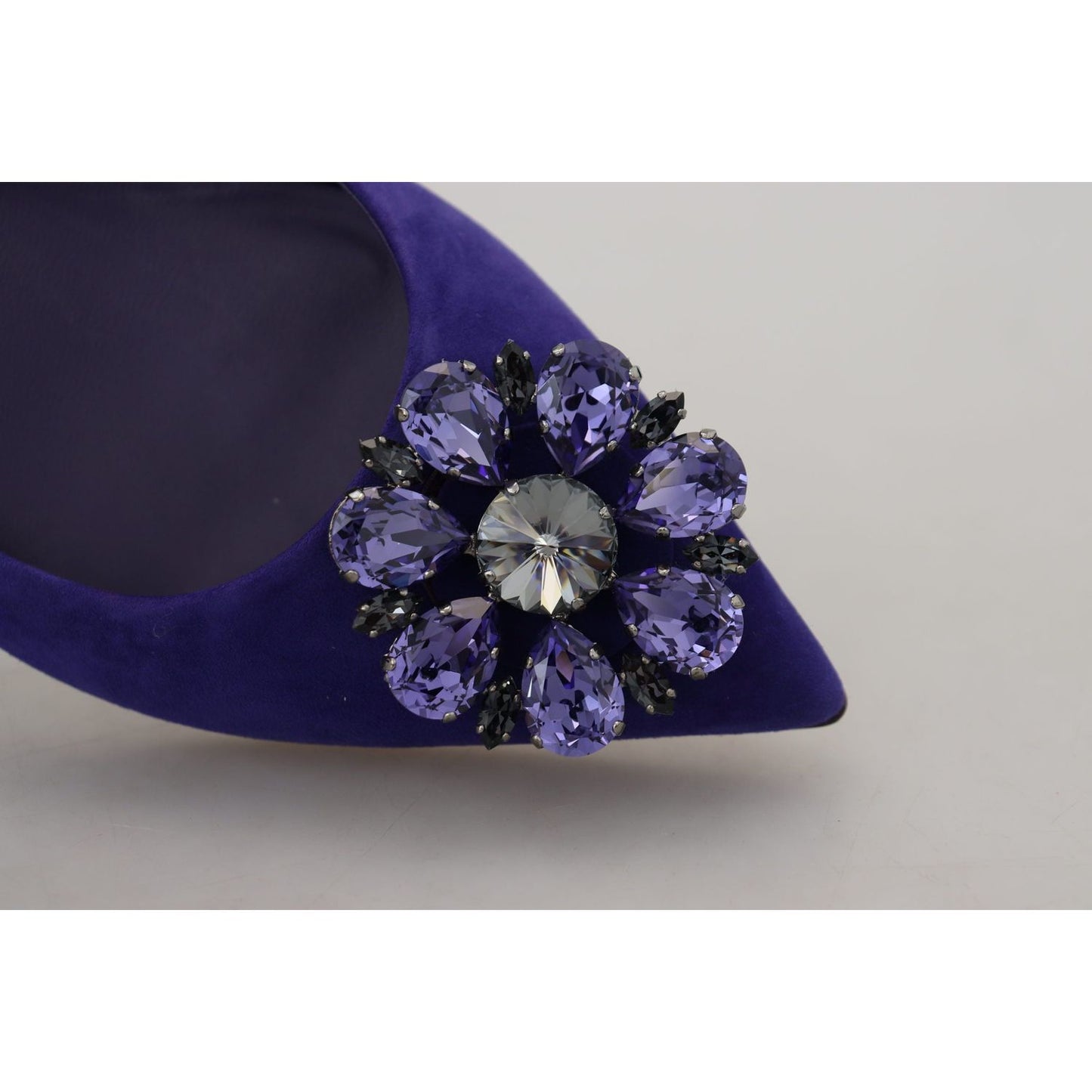 Embellished Crystal Purple Suede Flats