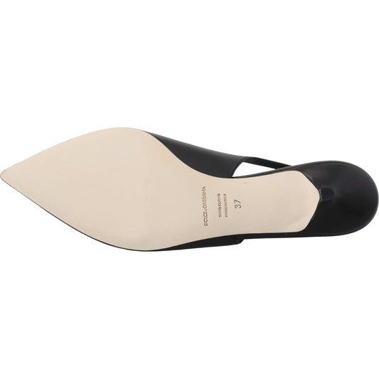 Dolce & Gabbana Elegant Black Leather Slingback Pumps Dolce & Gabbana