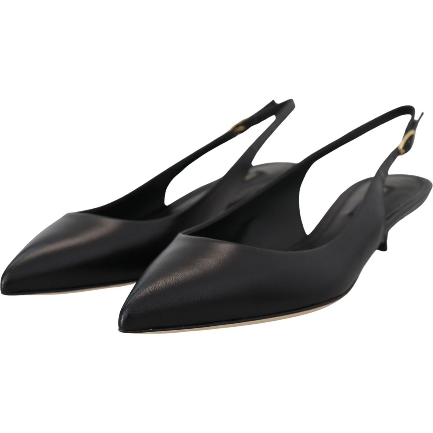 Elegant Black Leather Slingback Pumps