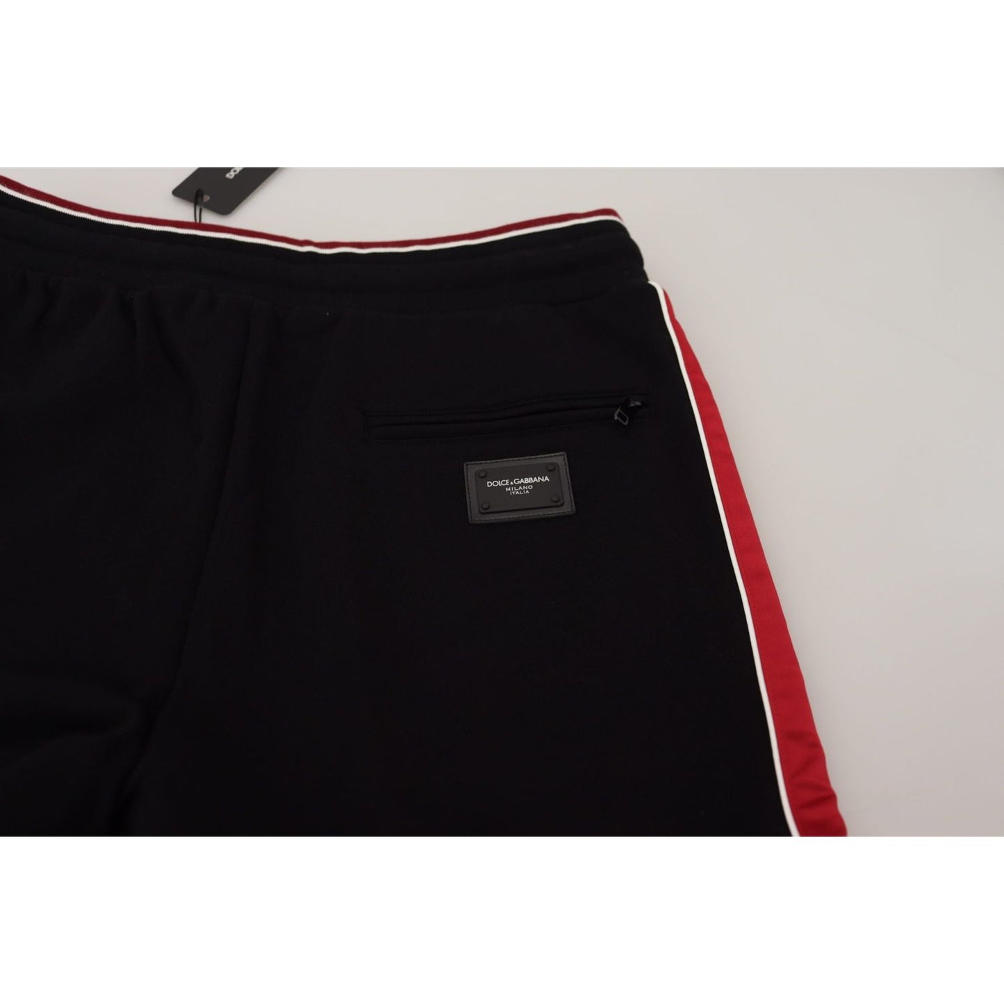 Elegant Black Jogging Sweatpants with Red Detail