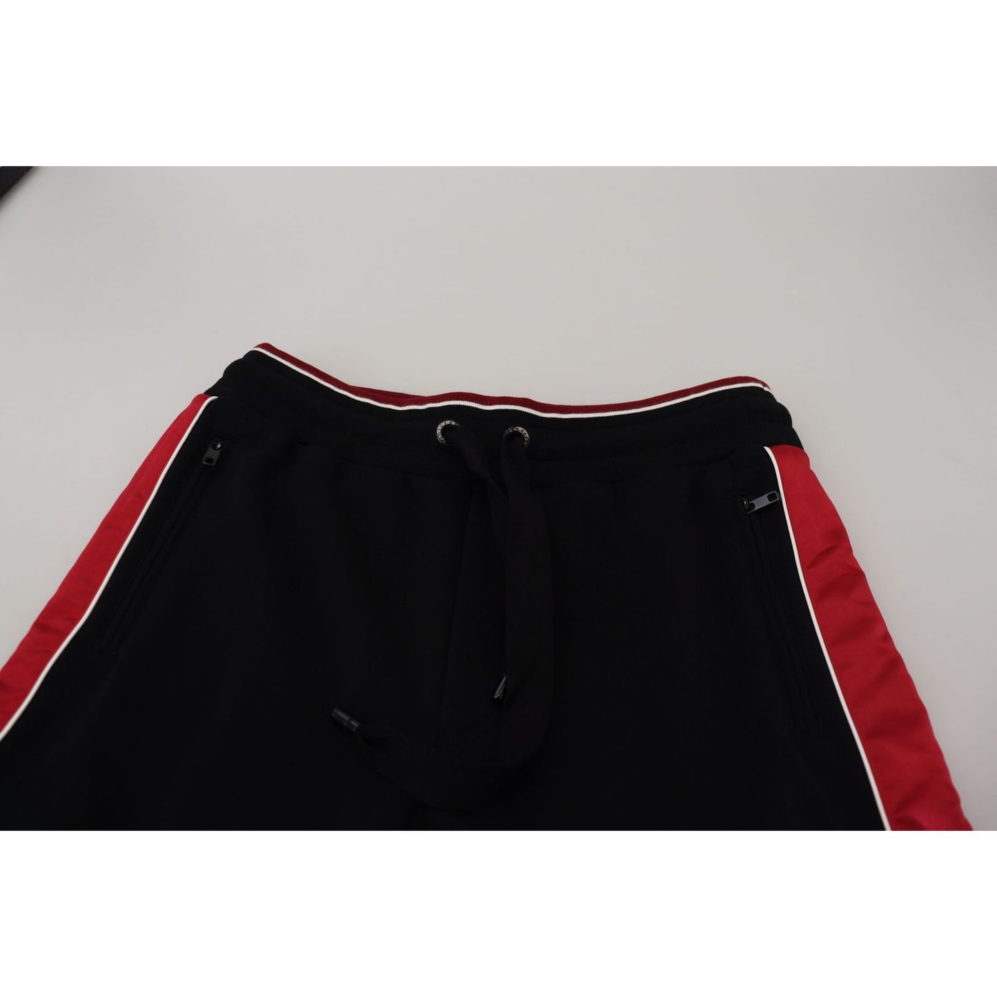 Elegant Black Jogging Sweatpants with Red Detail